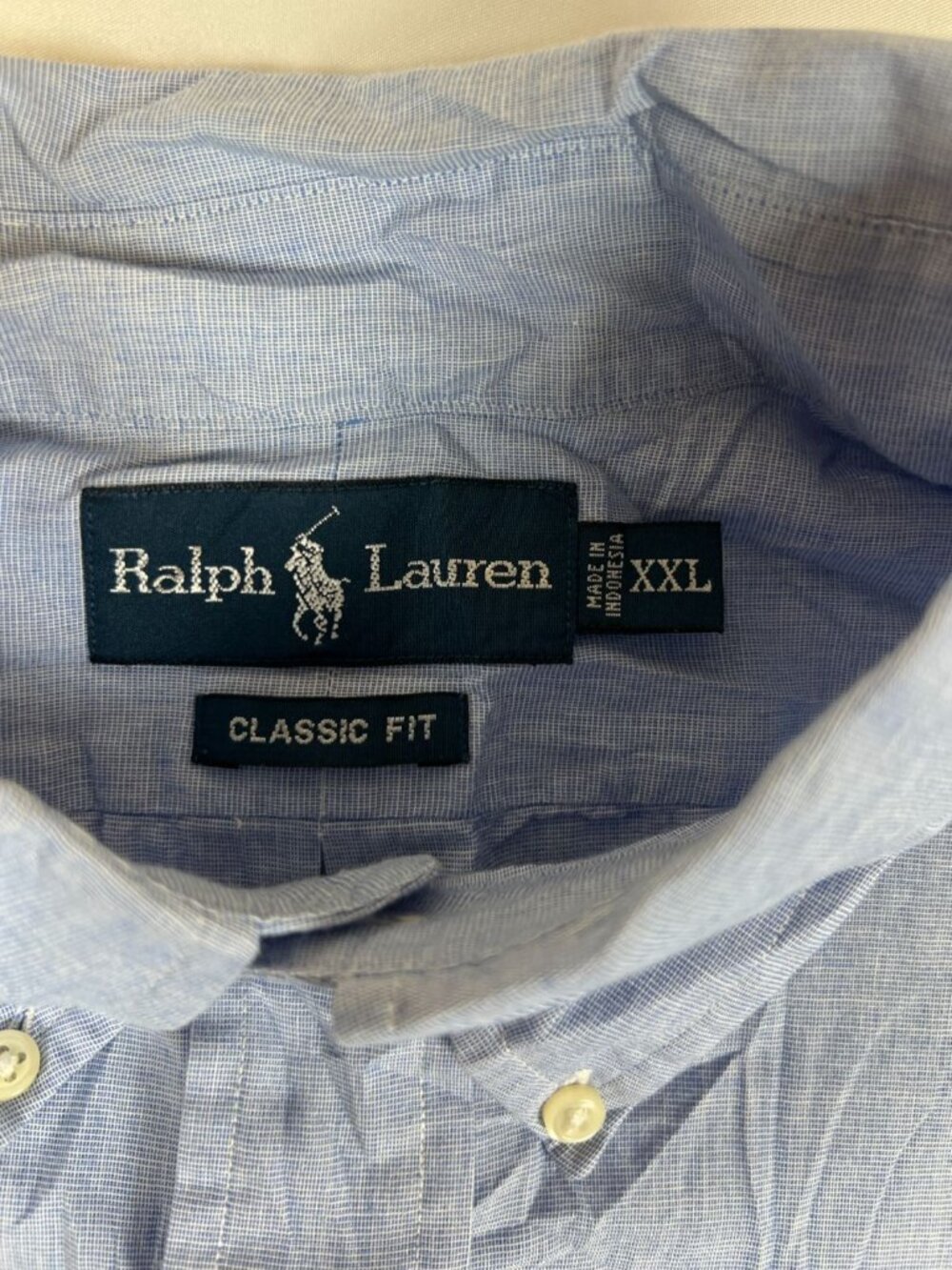 Ralph Lauren Mens XXL Blue Chambray Cotton Button Down Shirt Classic Fit - Picture 3 of 6